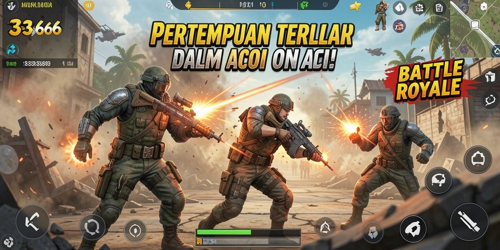 Gameplay seru dan mendebarkan dalam 333666 Battle Royale.