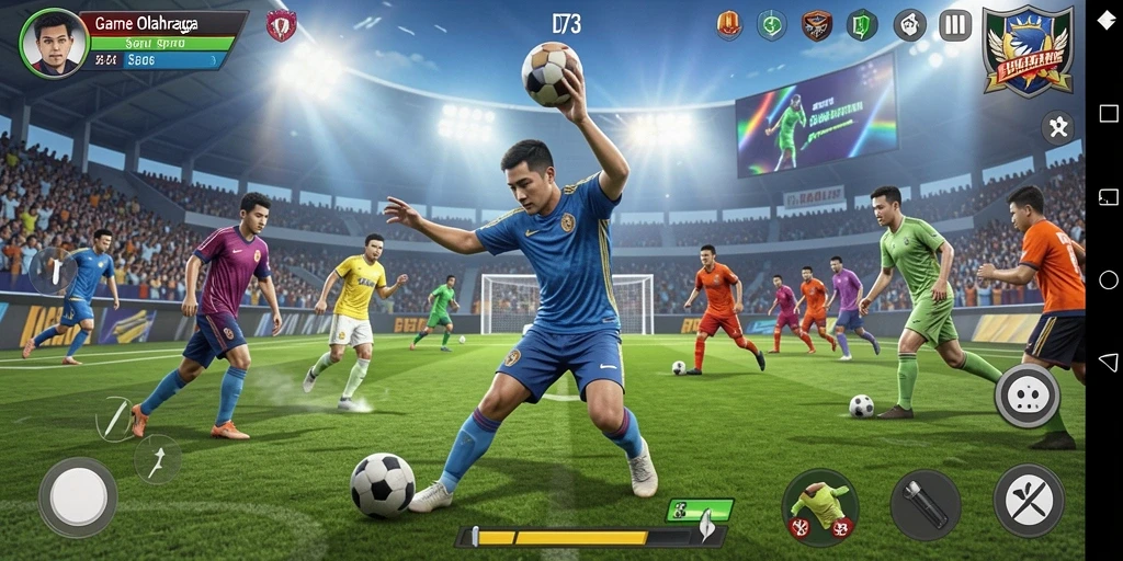 Tampilan gameplay D73 dengan aksi olahraga yang mendebarkan.