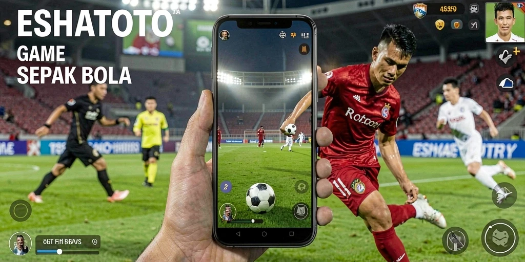 Screenshot ESHATOTO menunjukkan aksi seru di lapangan sepak bola.
