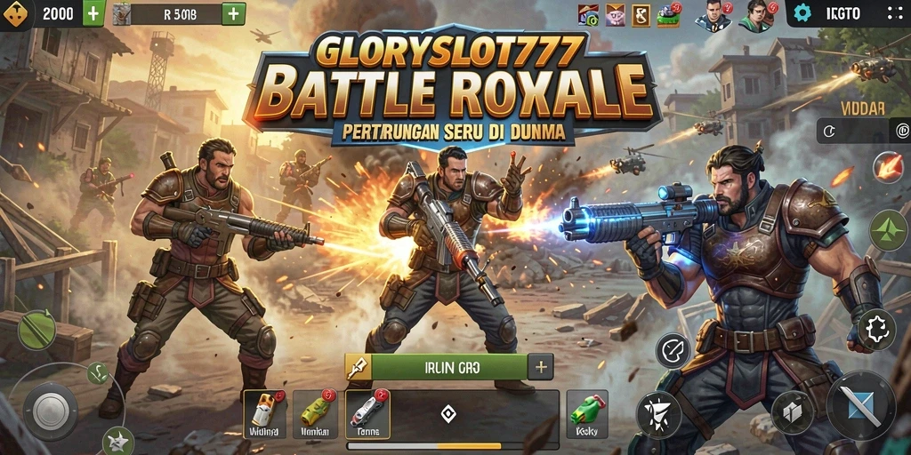 Gameplay seru GLORYSLOT777 dalam pertarungan Battle Royale.