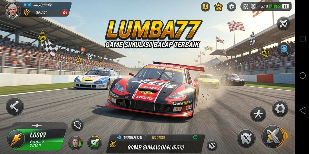 Screenshot menunjukkan balapan intens di LUMBA77.