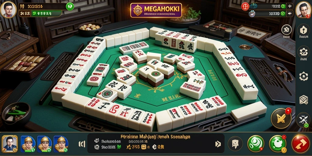 Gameplay seru dalam MEGAHOKI yang penuh strategi Mahjong.