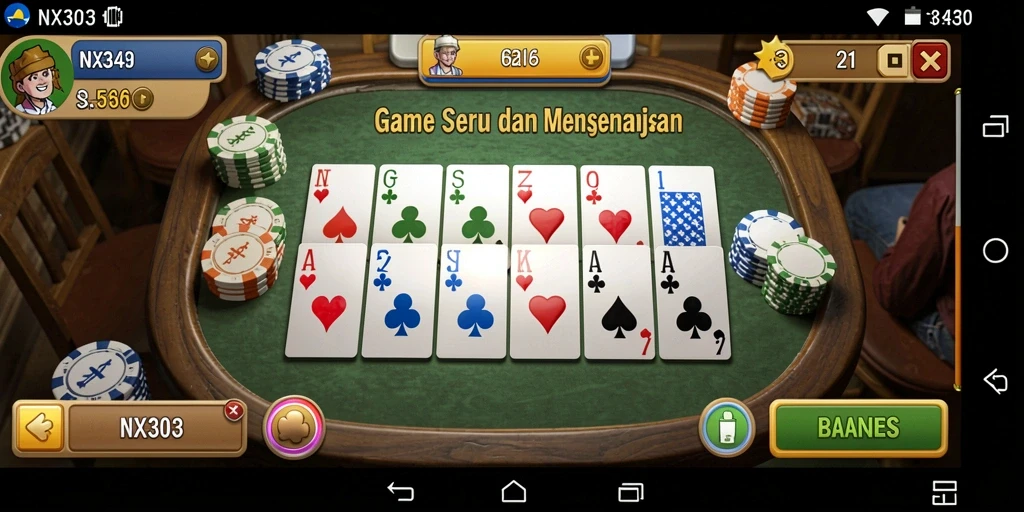 Tangkapan layar gameplay Gaple yang seru dalam NX303.
