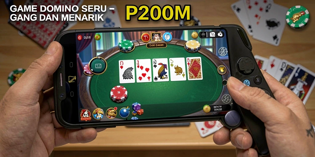 Screenshot gameplay P200M yang menunjukkan aksi seru permainan Domino.
