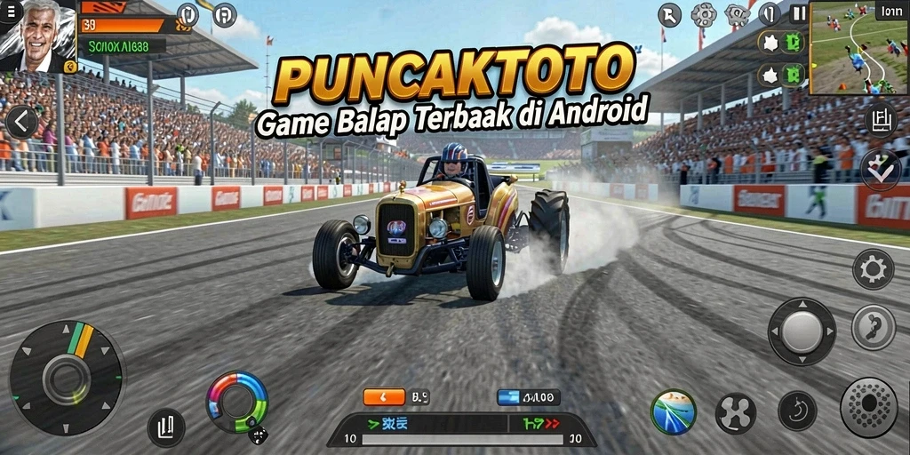 Tampilan gameplay balap seru di PUNCAKTOTO menunjukkan kecepatan dan adrenalin.