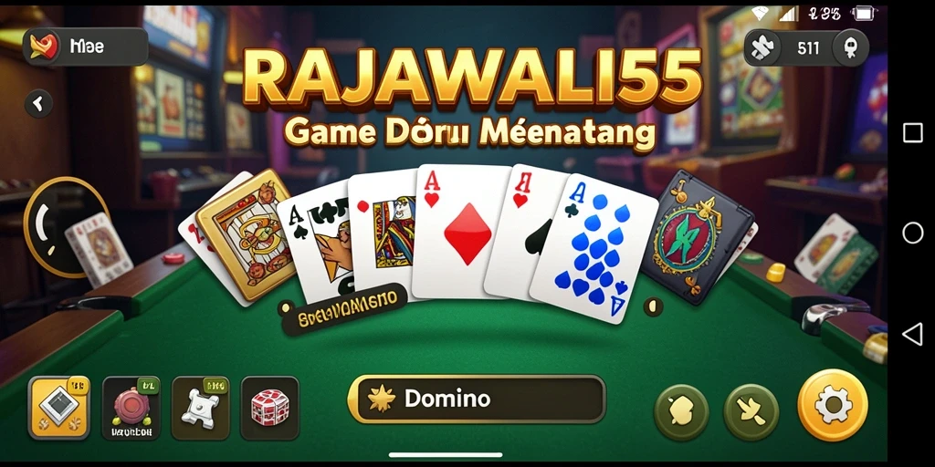 Screenshot gameplay RAJAWALI55 dengan aksi seru permainan domino.