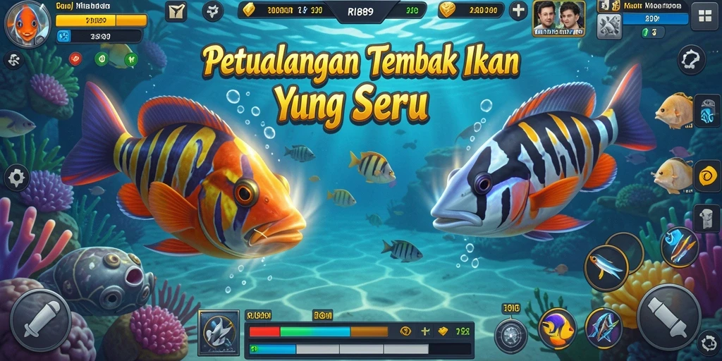 Screenshot utama RI889 menampilkan aksi menembak ikan yang seru.
