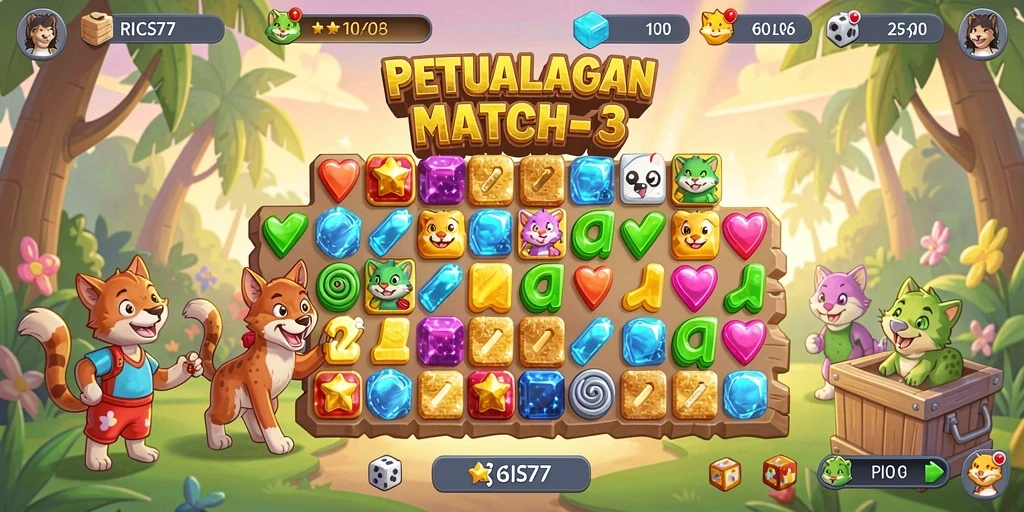 Menampilkan gameplay RICIS77 yang penuh warna dan menyenangkan.