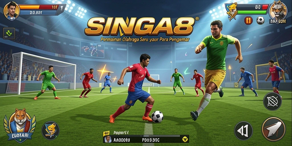 Tangkapan layar SINGA8 menampilkan pengalaman bermain olahraga yang dinamis.