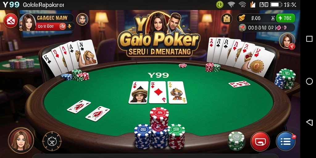Tampilan gameplay Poker yang seru dan menggembirakan.