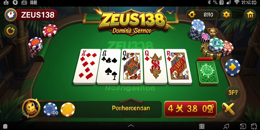 Tampilan utama gameplay ZEUS138 dengan suasana Domino yang seru.